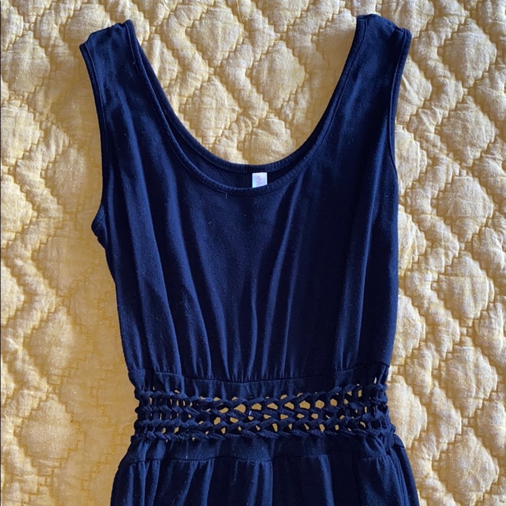 Black Maxi Dress with Crocheted Mid Section